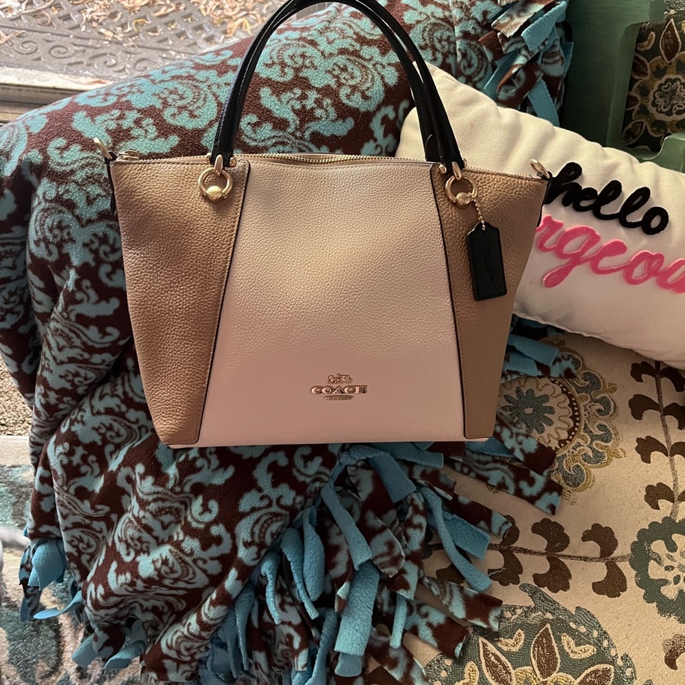 Coach Kacey Satchel In Colorblock- Gold/Chalk.